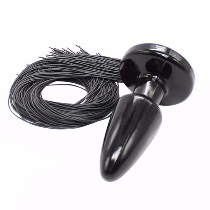 10  Gray Horse Tail Silicone Anal Plug