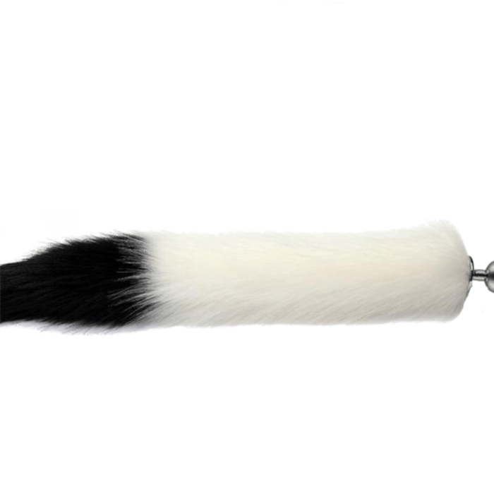 White With Black Cat Tail Stainless Steel Plug