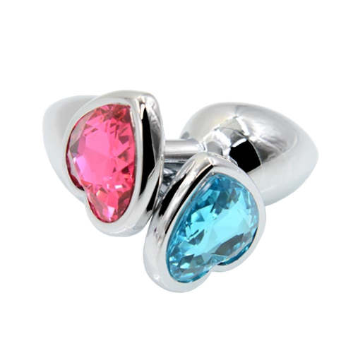 10 Colors Jeweled 3  Chrome-Plated Heart-Shaped Steel Plug