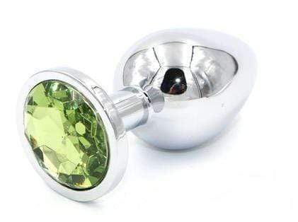 Light Green Jeweled Stainless Steel Plug, Medium