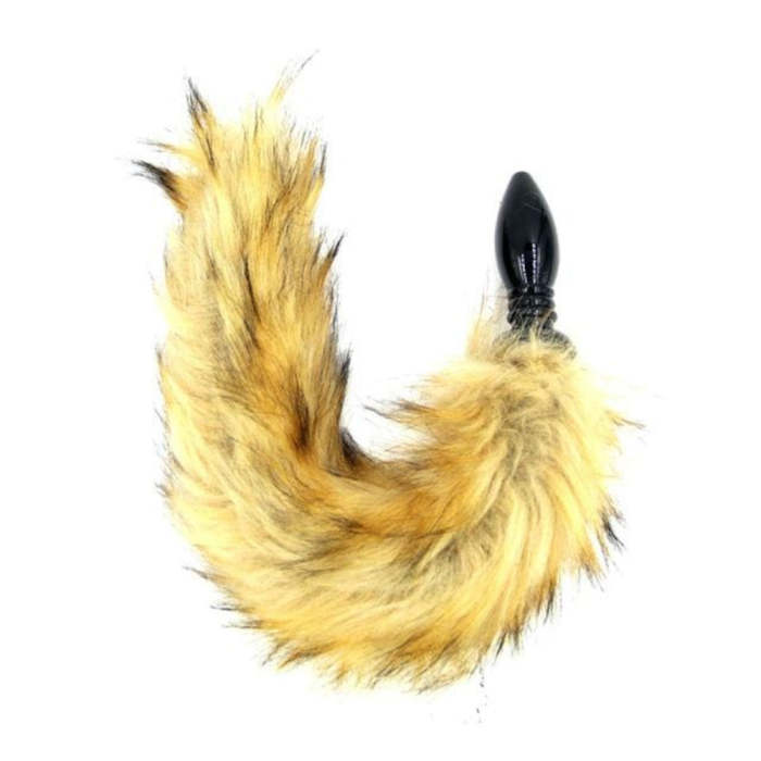 14  Yellow Fox Tail With Silicone Butt Plug