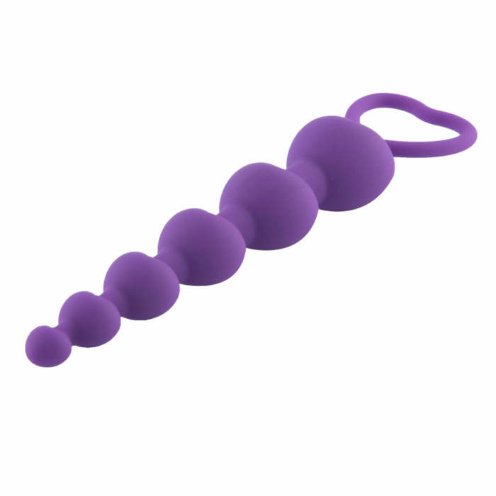 Large Purple Heart Shaped Anal Beads With A Pull Ring