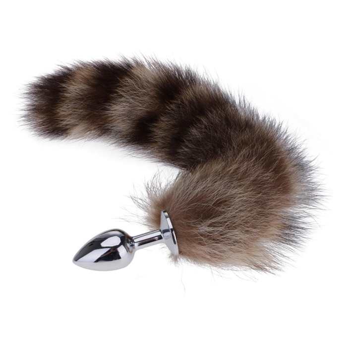 14  Furry Brown Fox Tail With Metal Plug