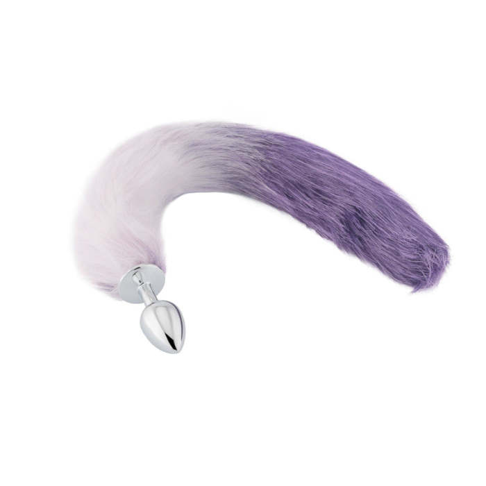 18  White With Purple Fox Tail Metal Plug