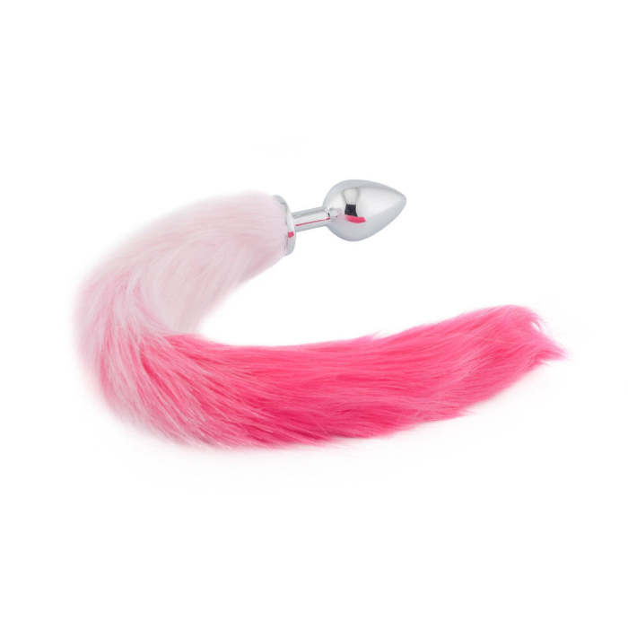 18  White With Pink Fox Tail Plug
