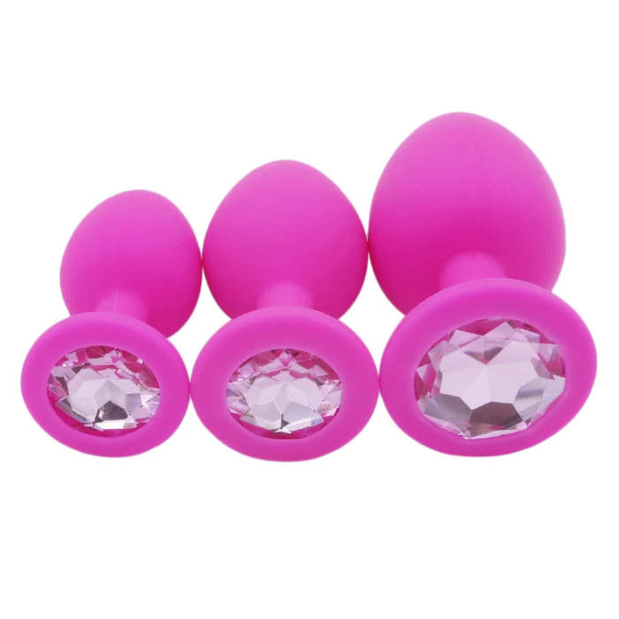 4 Colors Jeweled Pink Silicone Plug