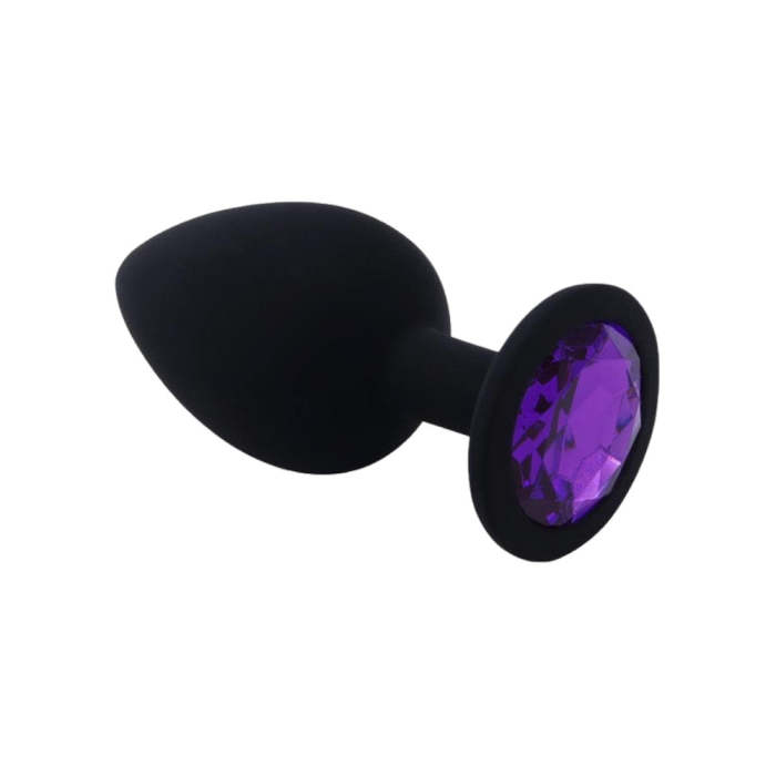3 Sizes Purple Jeweled Black Silicone Princess Plug