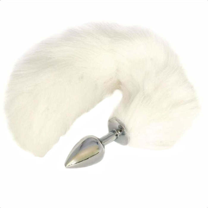 14  White Cat Tail Stainless Steel Plug