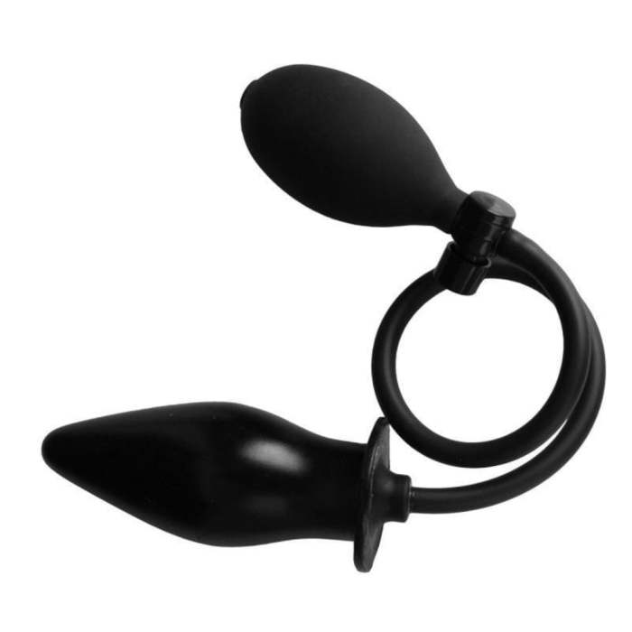 4” Black Inflatable Silicone Butt Plug