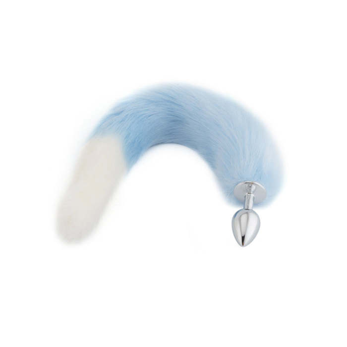 18  Light Blue With White Fox Tail Plug