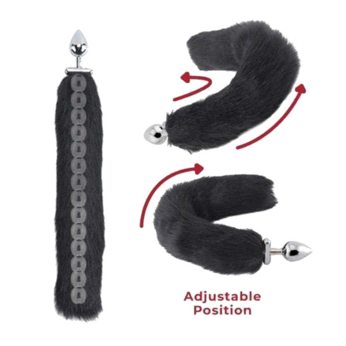 Adjustable Fox Tail Metal Plug, Black 18 