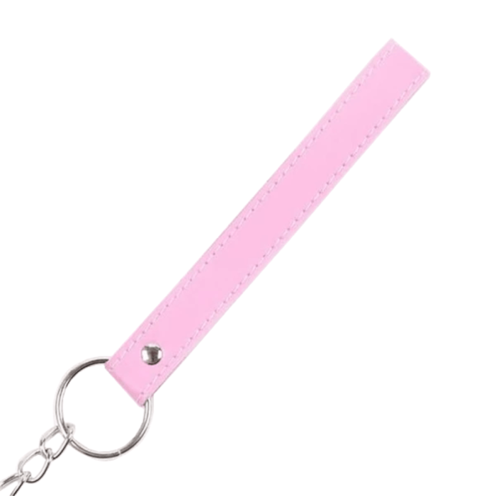 Fluffy Pink Leather Collar With Leash