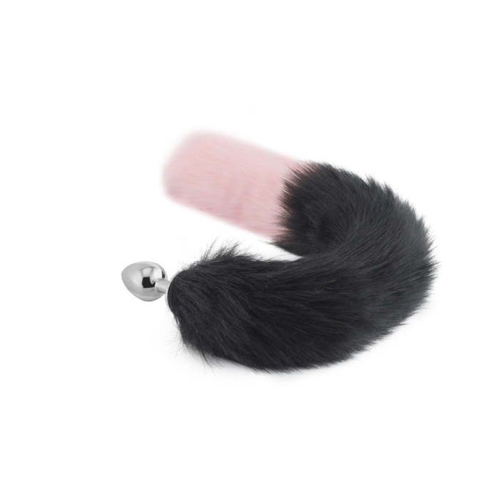 18  Black With Pink Fox Tail Plug