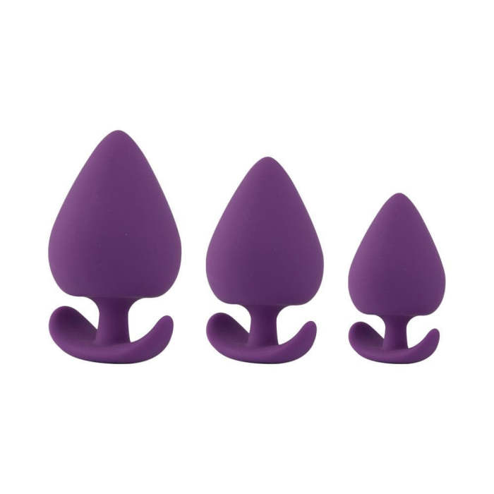 Purple Silicone Butt Plug With Flared Base, 3Pcs Set