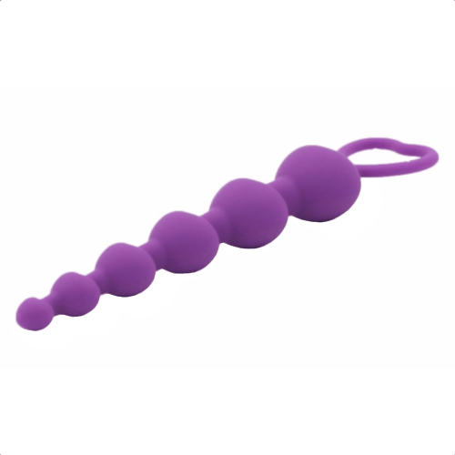 7  Purple Heart-Shaped Silicone Anal Beads With Pull Ring