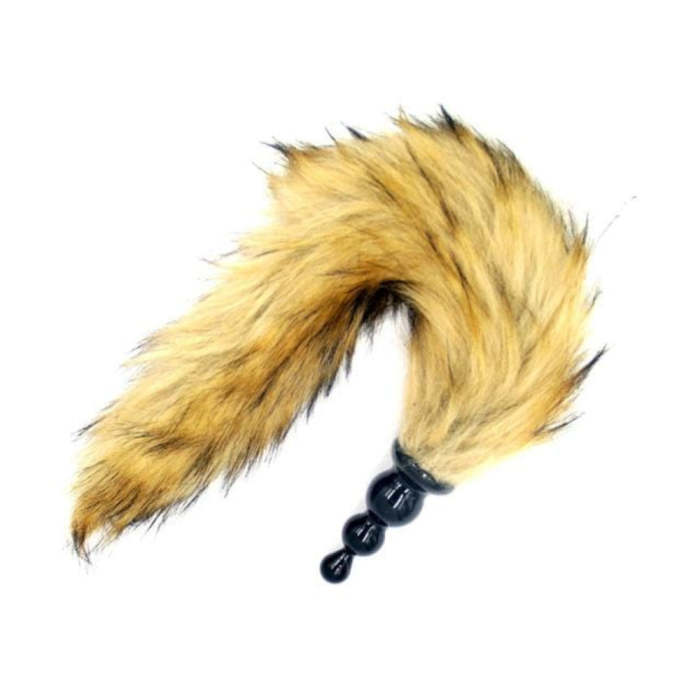 14  Yellow Fox Tail With Silicone Butt Plug