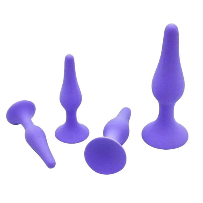 Silicone Plug Trainer Kit, 4 Plugs Black & Purple