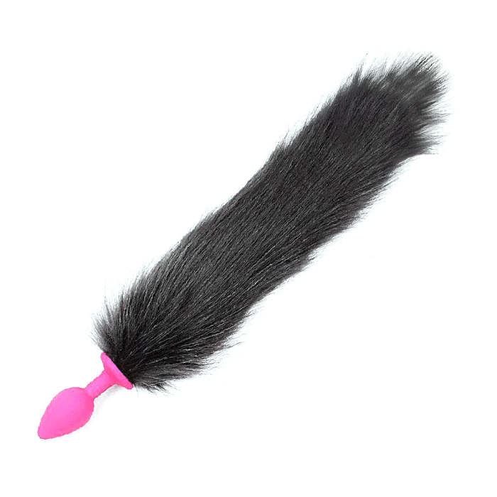 Small Sized Cat Tail Silicone Plug, Black 18 