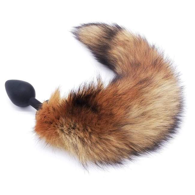 14  - 16  Brown Fox Tail Tpe Plug, Real, Authentic Fur