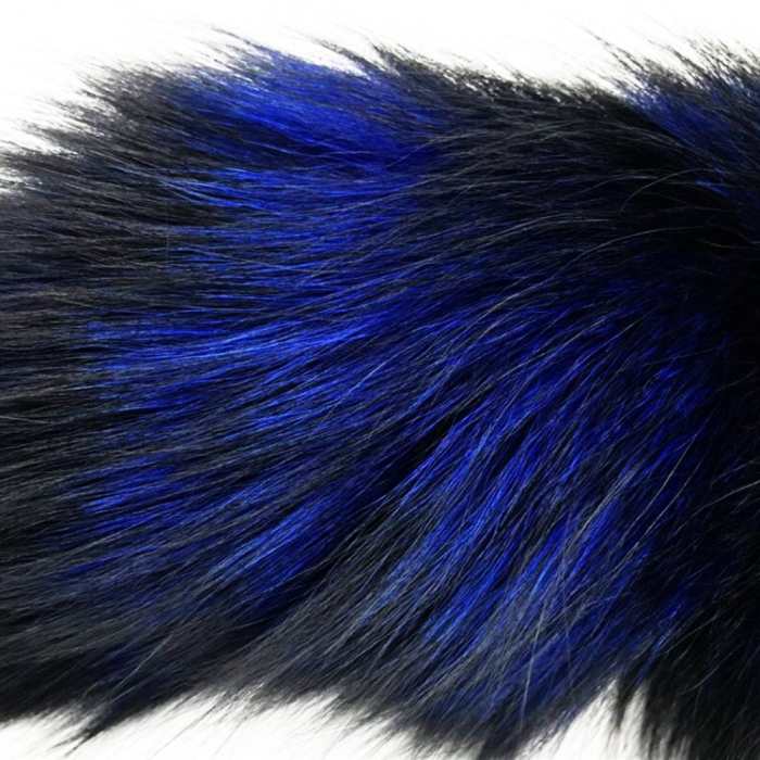 Fox Tail Black Silicone Plug, Black And Blue 17 