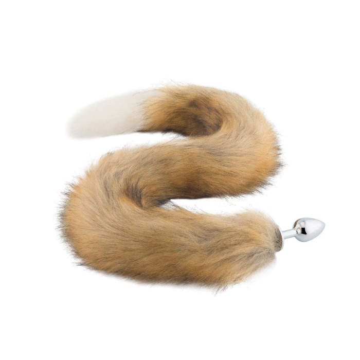 Fox Tail Stainless Steel Plug, Brown With White 32 