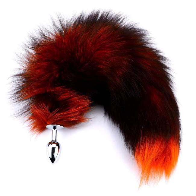 15  - 16  Black With Orange Cat Tail Metal Plug
