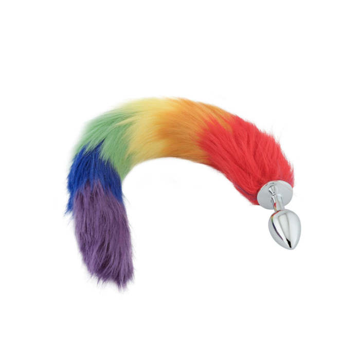 18  Rainbow Colored Fox Tail Metal Plug