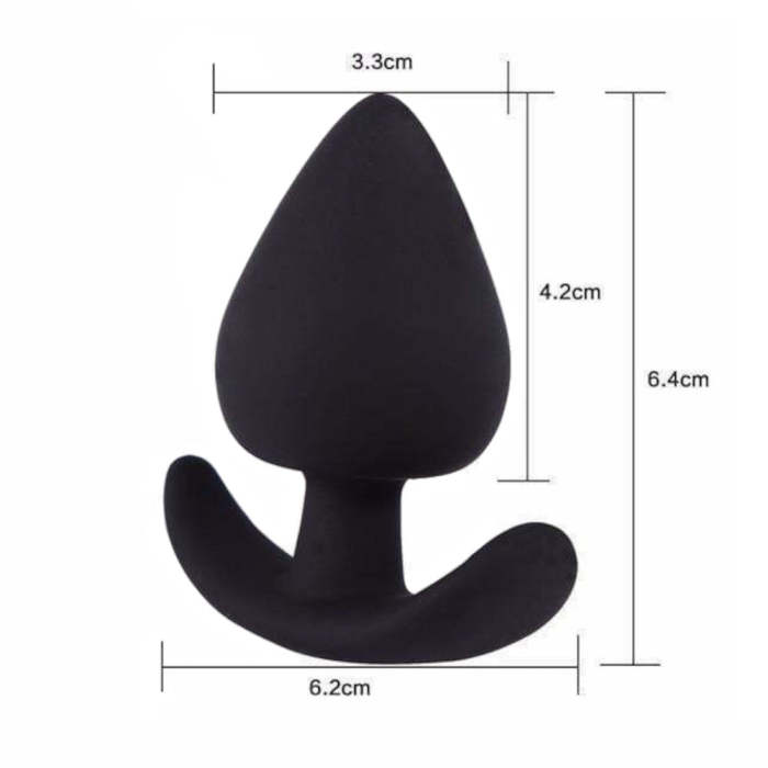 Black Silicone Anal Plug With Anchor Base - 3 Sizes To Choose From