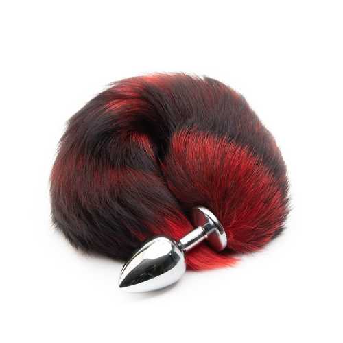 Fox Tail Plug, Black With Red 16 