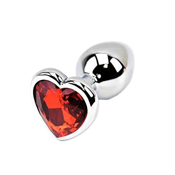 Red Heart-Shaped Stainless Steel Plug, Large