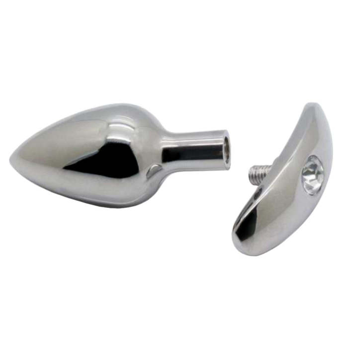 Stylish Jeweled Plug, Silver 2.7  And 3.9 