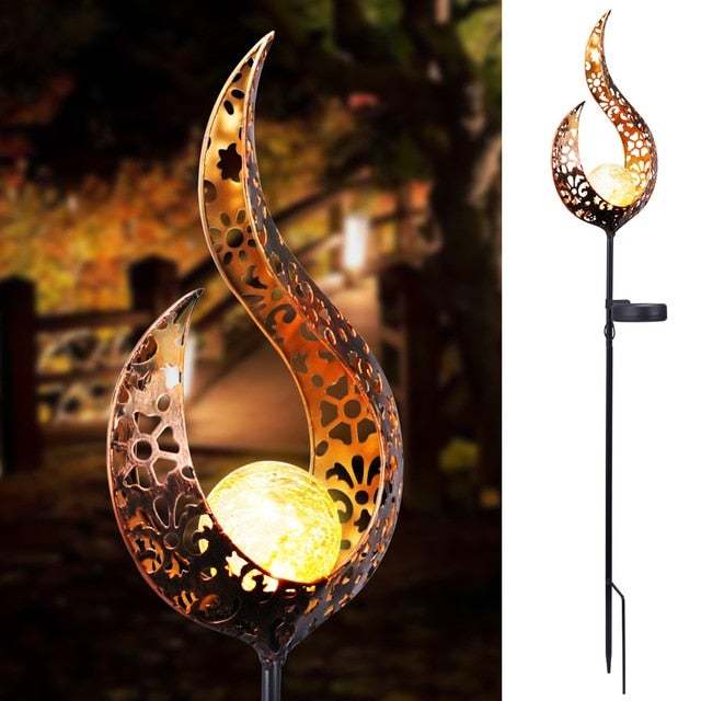 Led Solar Flame Light Sun Moon Led Garden Light Flame Effect Lamp Waterproof Outdoor Lights Landscape Solar Decorative Light