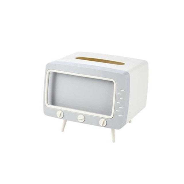 Tv Tissue Box Desktop Paper Holder Dispenser Storage Napkin Case Organizer With Mobile Phone Holder