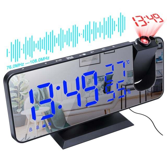 Led Digital Alarm Clock Watch Table Electronic Desktop Clocks Usb Wake Up Fm Radio Projector Bedroom Snooze Function Alarm