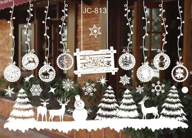 Merry Christmas Decoration For Home  Wall Window Sticker Ornaments Garland  Year  Noel Natal Gift Xmas Navidad