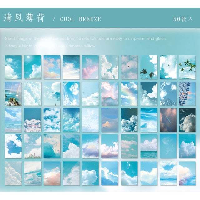 50 Sheets Landscape Rose Ins Decorative Stickers Scrapbooking Stick Label Diary Album Stationery Painting Sticker Accessories