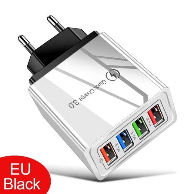 Multi-Usb Plug Eu/Us Charger For Mobile Phone Quick Charge Adapter 4 Ports Usb Wall Charger Portable Charging Multiple Usb A