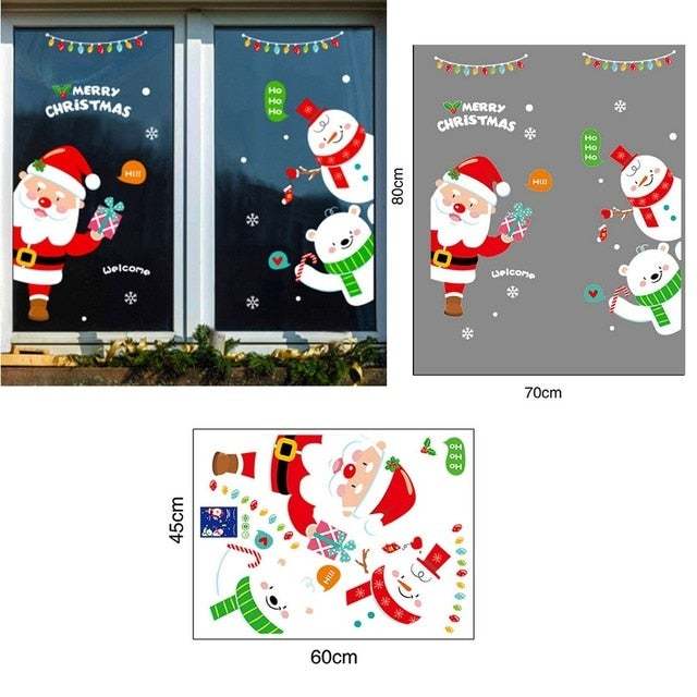 Merry Christmas Decoration For Home  Wall Window Sticker Ornaments Garland  Year  Noel Natal Gift Xmas Navidad
