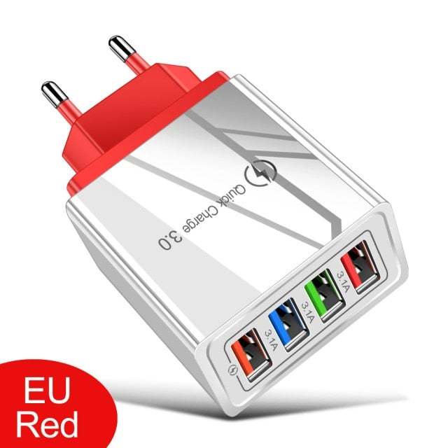 Multi-Usb Plug Eu/Us Charger For Mobile Phone Quick Charge Adapter 4 Ports Usb Wall Charger Portable Charging Multiple Usb A