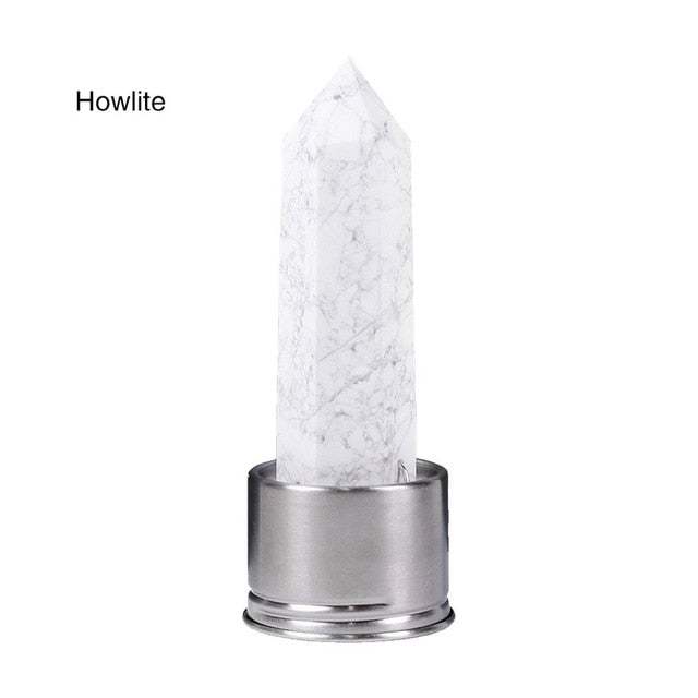 Natural Quartz Gemstone Glass Water Bottle Direct Drinking Cup Glass Crystal Obelisk Wand Healing Wand Bottle With Rope