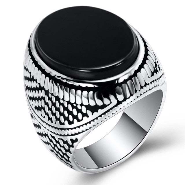 Retro Handmade Turkish Ring For Men Vintage Double Swords Black Zircon Rings Punk  Trendy Islamic Religious Muslim Jewelry