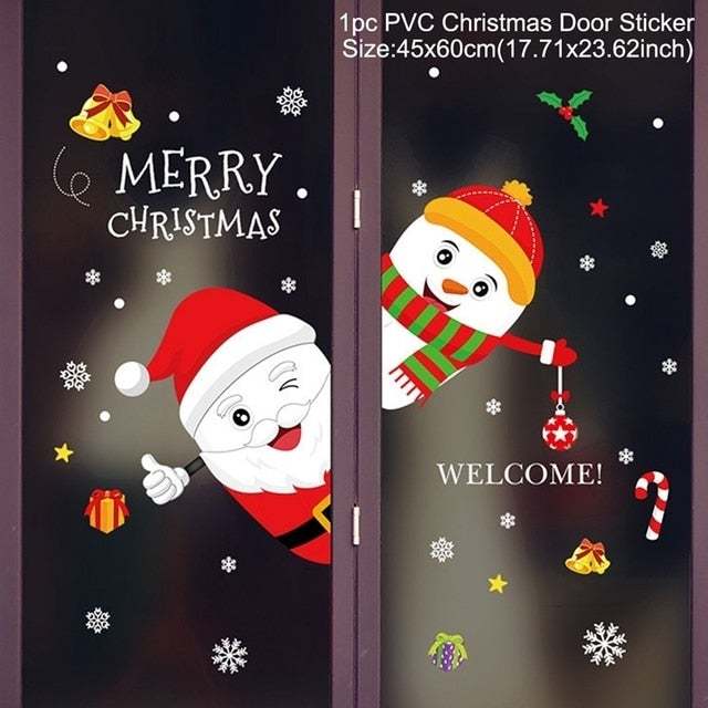 Merry Christmas Decoration For Home  Wall Window Sticker Ornaments Garland  Year  Noel Natal Gift Xmas Navidad