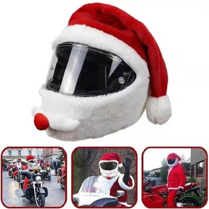 Motorcycle Helmet Cover Christmas Hat Santa Cap