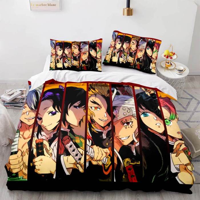 Japan Anime Demon Slayer Bedding Set Cosplay Duvet Cover Bed Sets