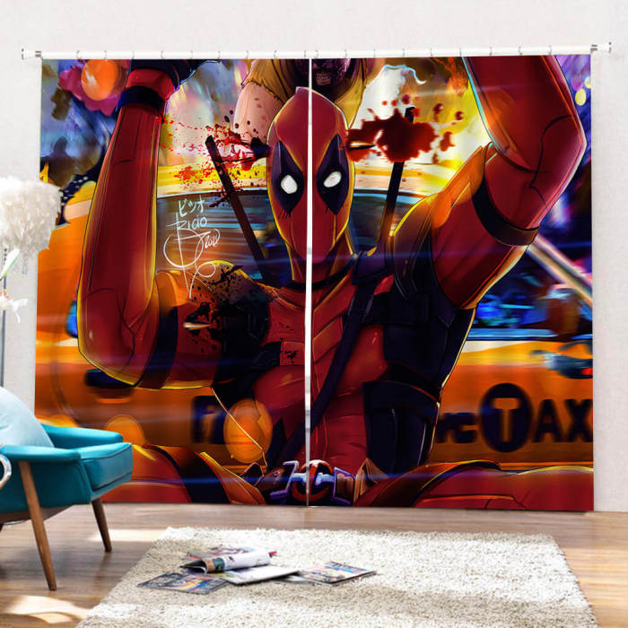 Deadpool Curtains Cosplay Blackout Window Drapes For Room Decoration