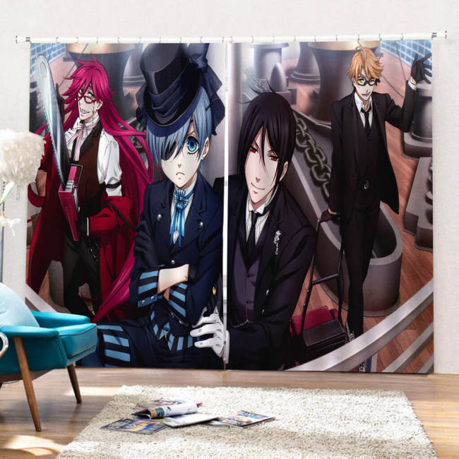 Black Butler Curtains Cosplay Blackout Window Drapes Room Decoration