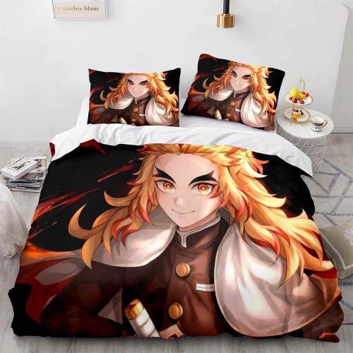 Japan Anime Demon Slayer Bedding Set Cosplay Duvet Cover Bed Sheets