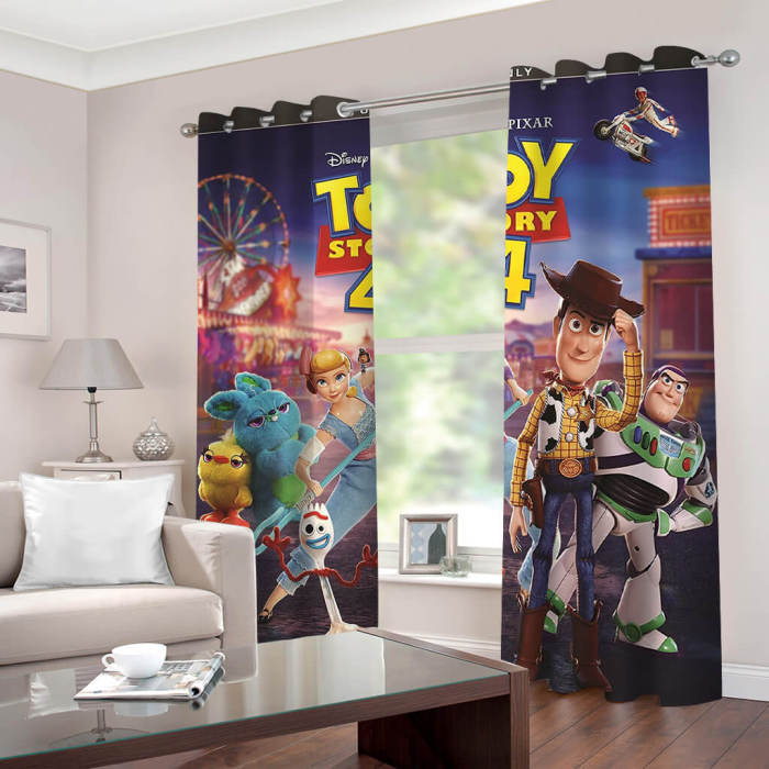 2 Panels Toy Story Curtains Blackout Window Drapes For Room Decoration