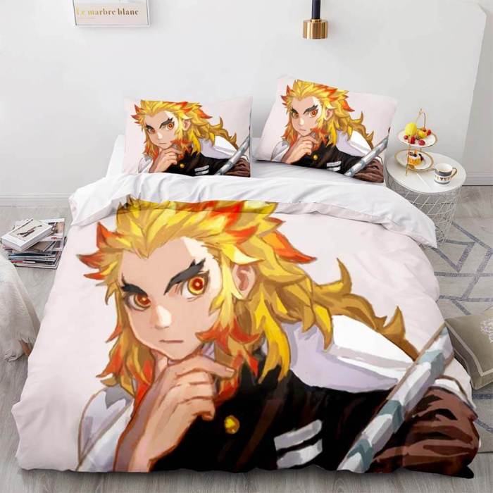Japan Anime Demon Slayer Bedding Set Cosplay Duvet Cover Bed Sheets