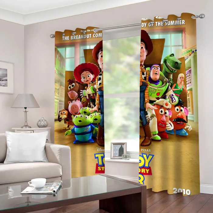 2 Panels Toy Story Curtains Blackout Window Drapes For Room Decoration